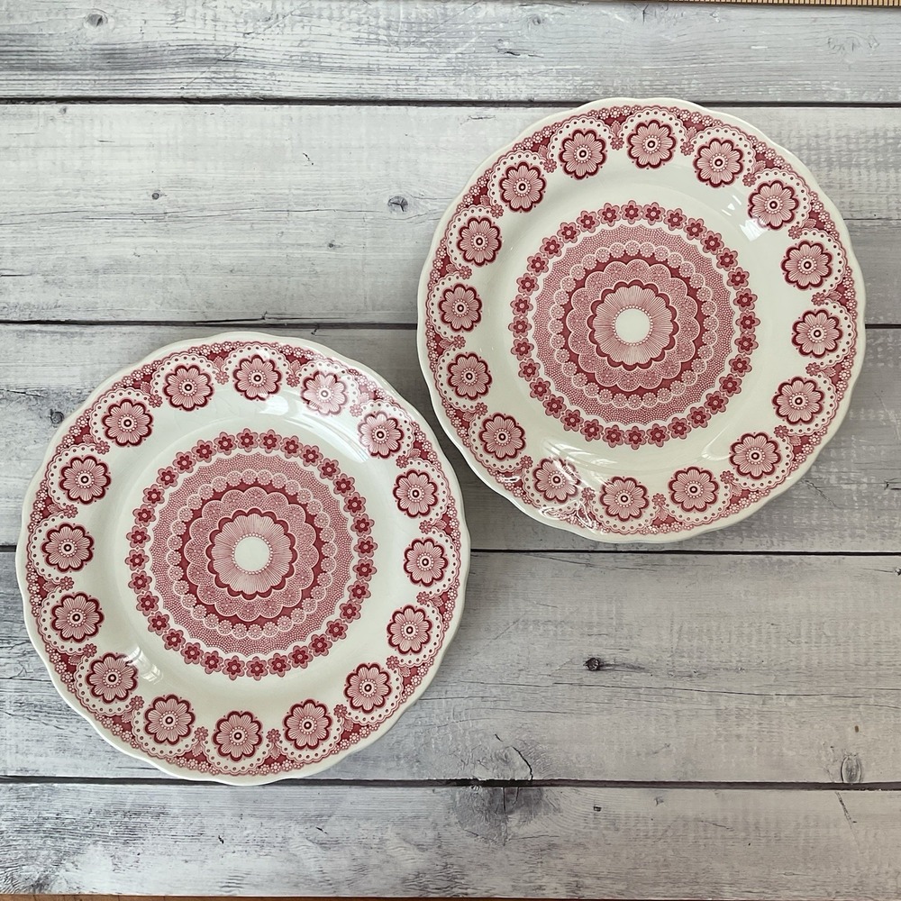 Nikko Kingstone Perfection Pink Dinner Plates Set Of 2 Scalloped Floral Japan #4